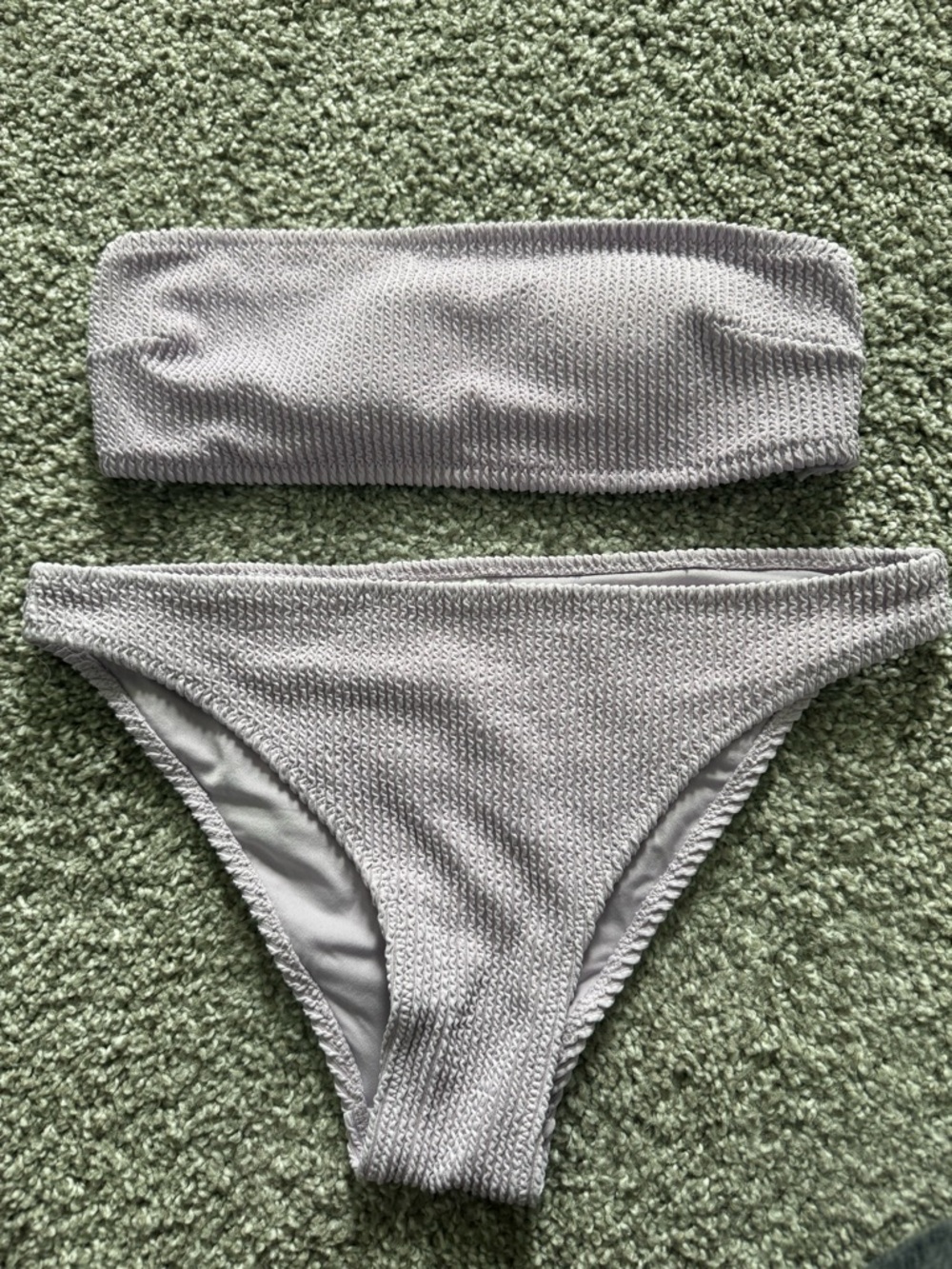 Lilac Textured Bikini Set - Bandeau Top & Classic Bottom